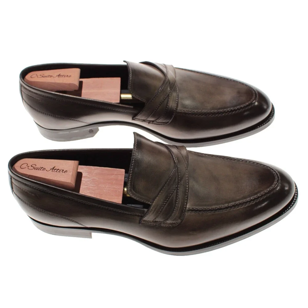 Di Bianco NWB Slip On Loafers Size 43.5 (US 10.5) in Green Leather Made in Italy